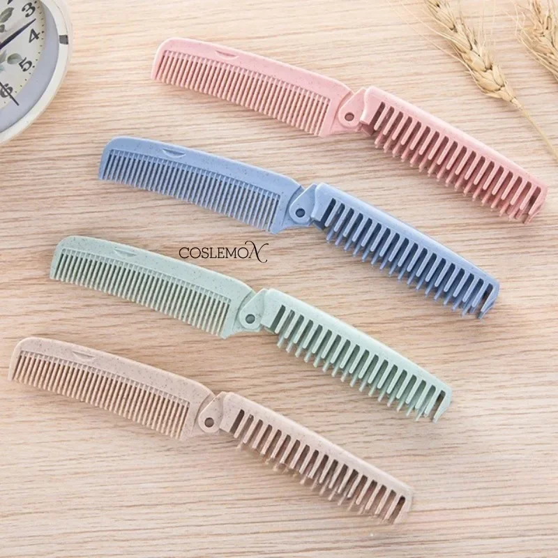 1pcs Portable Folding Comb Hair Brush Anti-static Travel Hair Brush Wheat Straw Folding Hairdressing Styling Beauty Tool