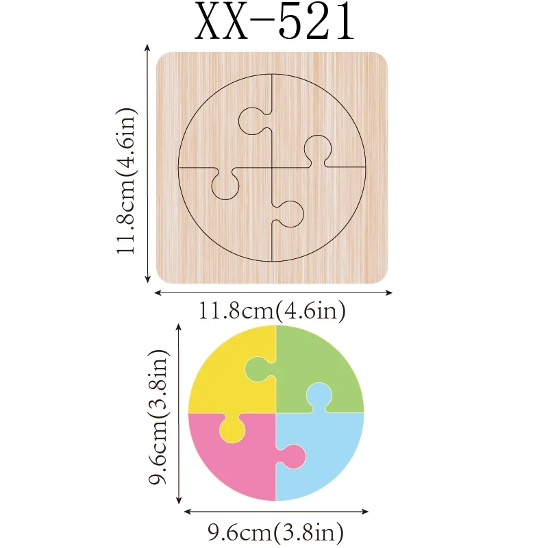 

Wooden cutting die for 4-piece circular and square puzzles, suitable for most cutting machines, 3.8 inch Christmas