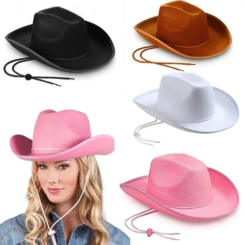 New Cowboy Hat Felt Princess Hat Women Men Performance Bound Western Cowgirl Hat Bachelorette Birthday Party Costume Accessories