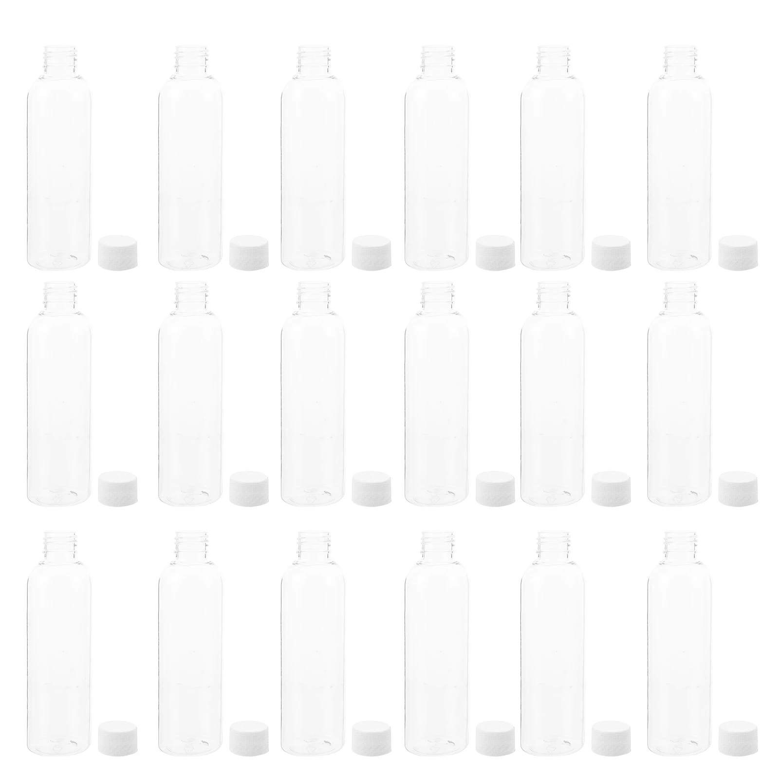 

20pcs Reusable Clear Plastic Bottles Durable Leakproof Flat Bottom Juice Milk Storage Household Daily Use Portable Travel Empty