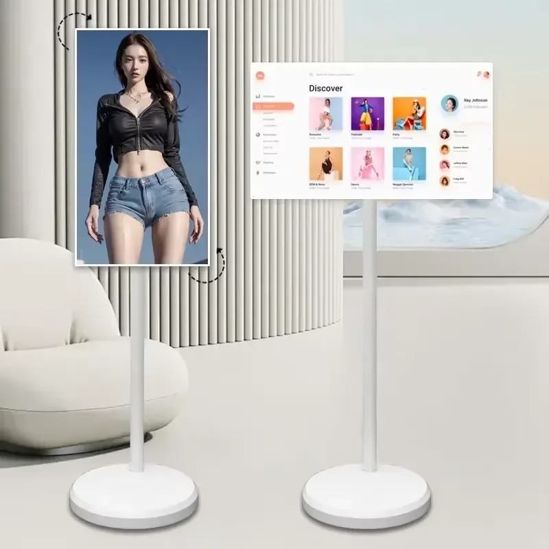 27 Inch Por Smart TV Touch Screen Full HD 1080P Interactive Display with Stand ed for Home Office Gaming