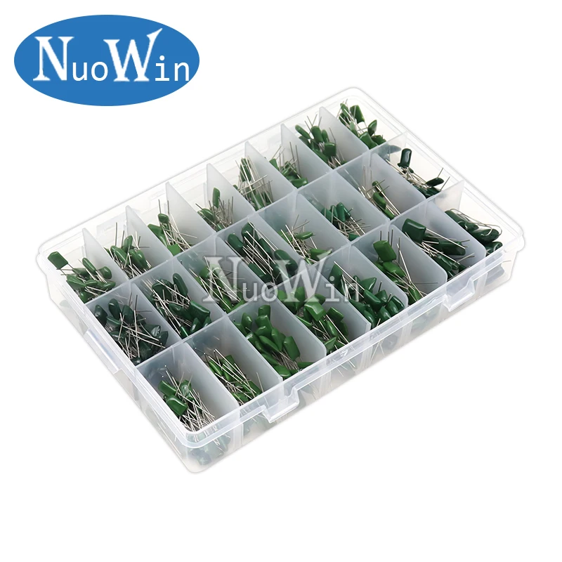 660pcs 24Values Polyester Film Capacitor Assortment Kit 100V 2A471J 2A102J 2A103J 2A223J 2A104J 2A154J 2A474J Capacitance Set