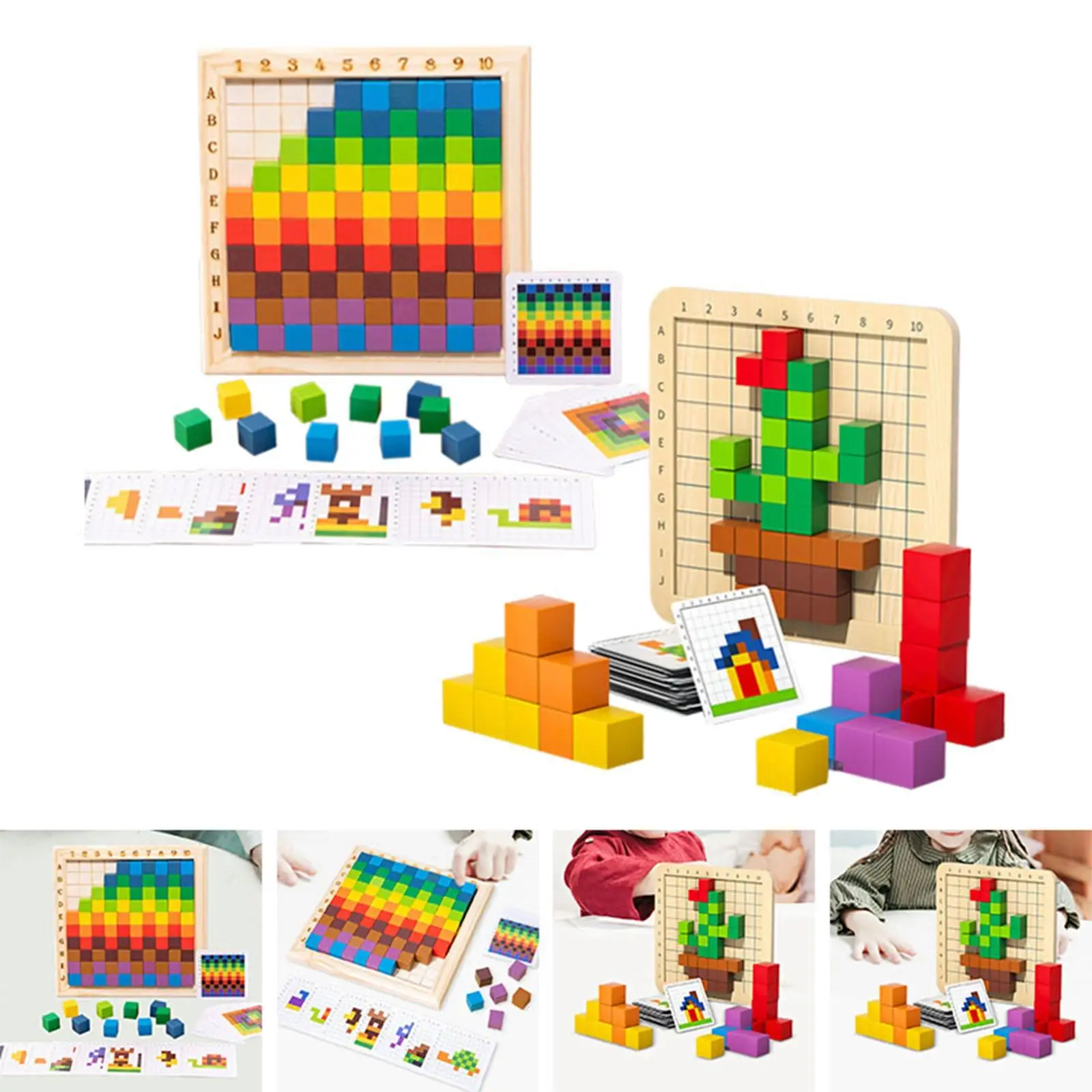 Décennie s de construction en bois pour enfants, cubes colorés, salle d'irritation de la motricité fine, tout-petits, cadeau d'anniversaire pour garçons et filles, 3 ans, 4 ans, 5 ans