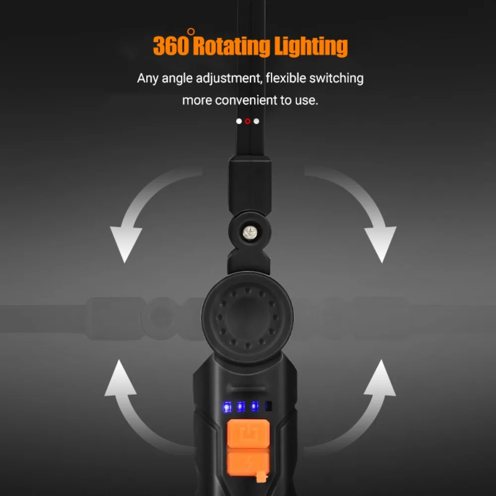 Portable COB LED Flashlight USB Rechargeable Working Light Magnetic Lanterna Hanging Lamp with Built-in Battery Camping Torch image 4