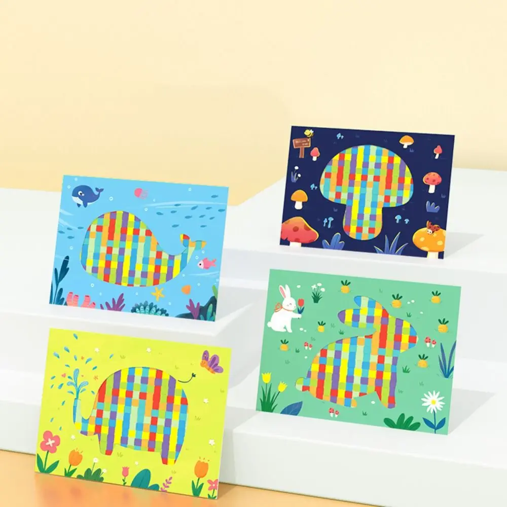 Art Craft Handmade Weaving Toys Sensory Montessori Animal Weaving Material Set Manual Paper Woven Painting Toys Christmas Gifts