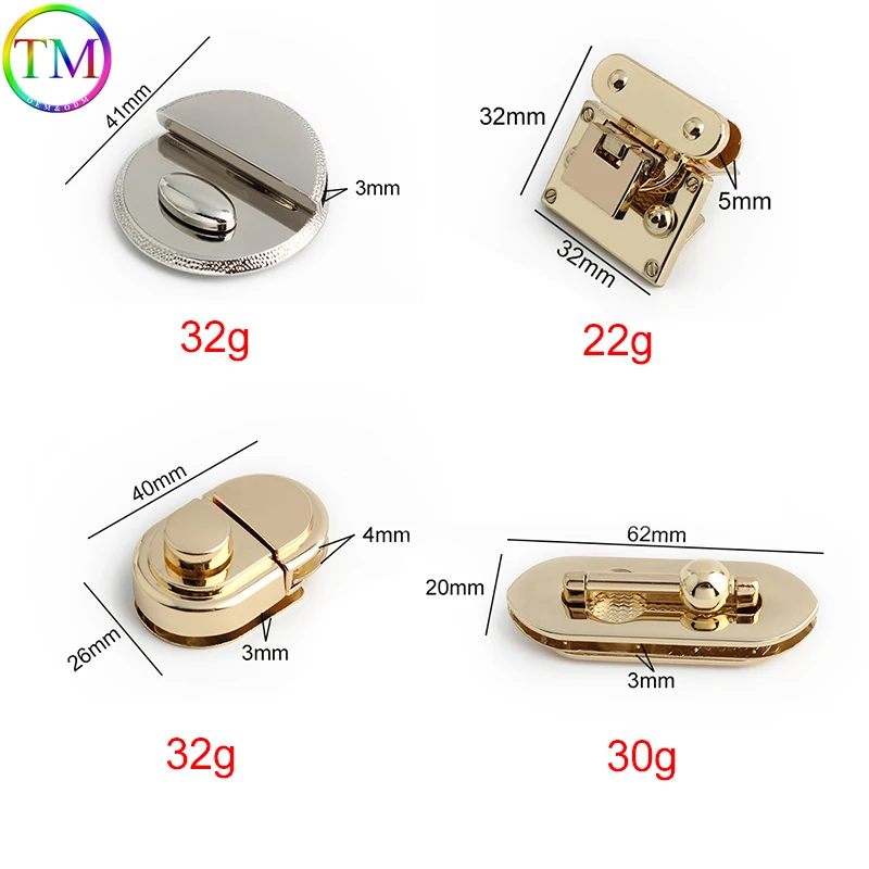 5-10-30PCS Turn Lock Metal Clasp Twist Lock DIY Handbag Bag Purse Hardware Closure Bag Buckle Luggage Lock Bags Part Accessories