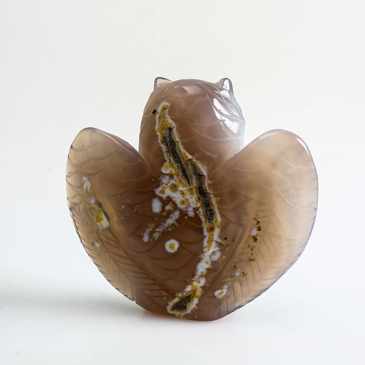 Folk Crafts Natural Crystal Animal Agate Druze Owl Healing Crystal Feng Shui