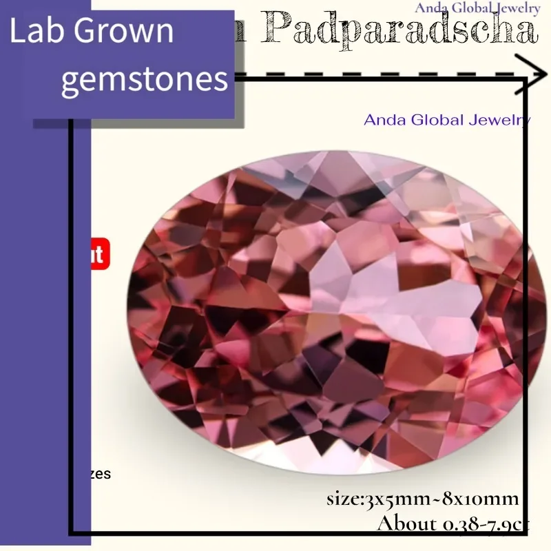 

M-Lab Grown Padparadscha Fire Lotus Oval Shape Multiple Sizes Loose Gemstone For Jewelry Diy Making With AGL Certificate