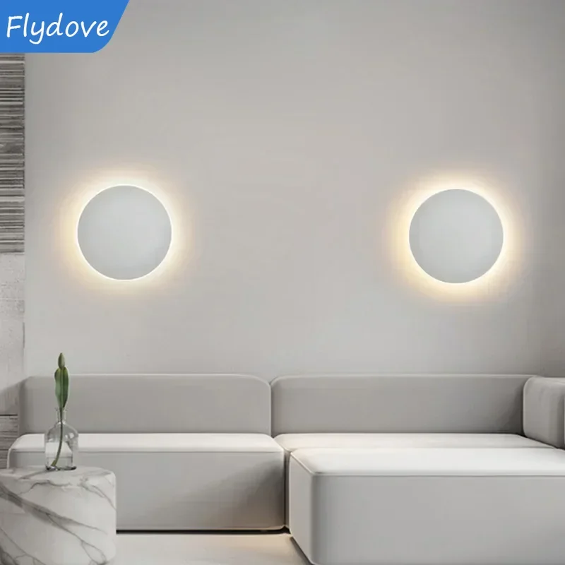 Modern Black White Touch Sensor Wall Lamp LED Light Corridor Living Room Bedroom Bedside Kitchen Background Light Home Decor