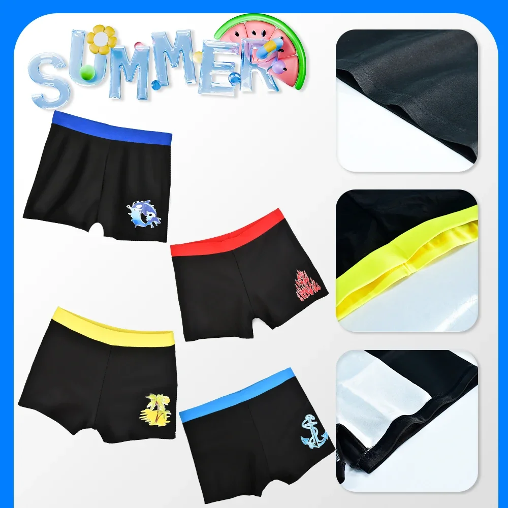 Boys Swim Trunks Toddler Swim Shorts Quick Drying Swimming Boxer Briefs Cute Cartoon Print Children\'s Swimwear Kids Swimsuit