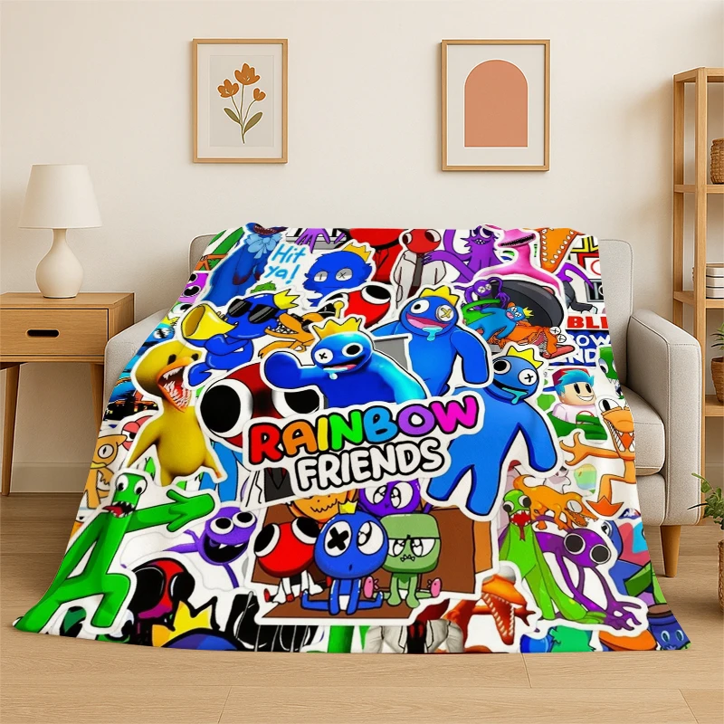 Game R-Rainbow Friends Cartoon-Flanelldecke, weiche, warme Überwurfdecke für Schlafzimmer, Wohnzimmer, Bett, Reisen, Camping, Picknick, Kinder