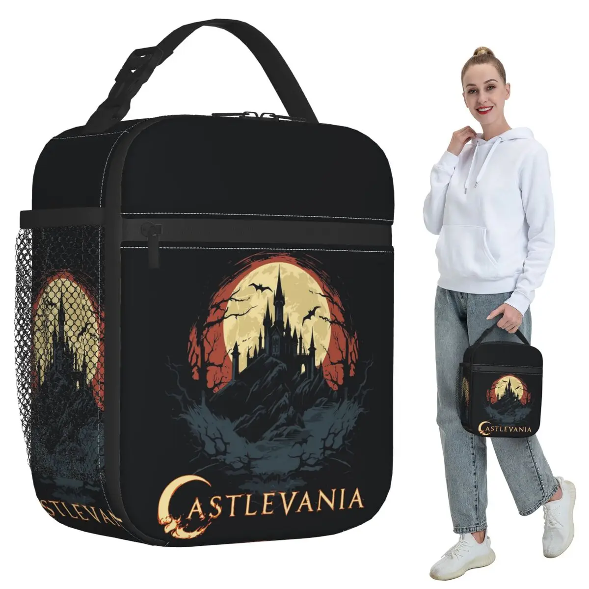 

Castle Of Darkness Castlevania Insulated Lunch Bag for Kids School Cooler Thermal Food Box Tote Leakproof Lunch Boxes Container