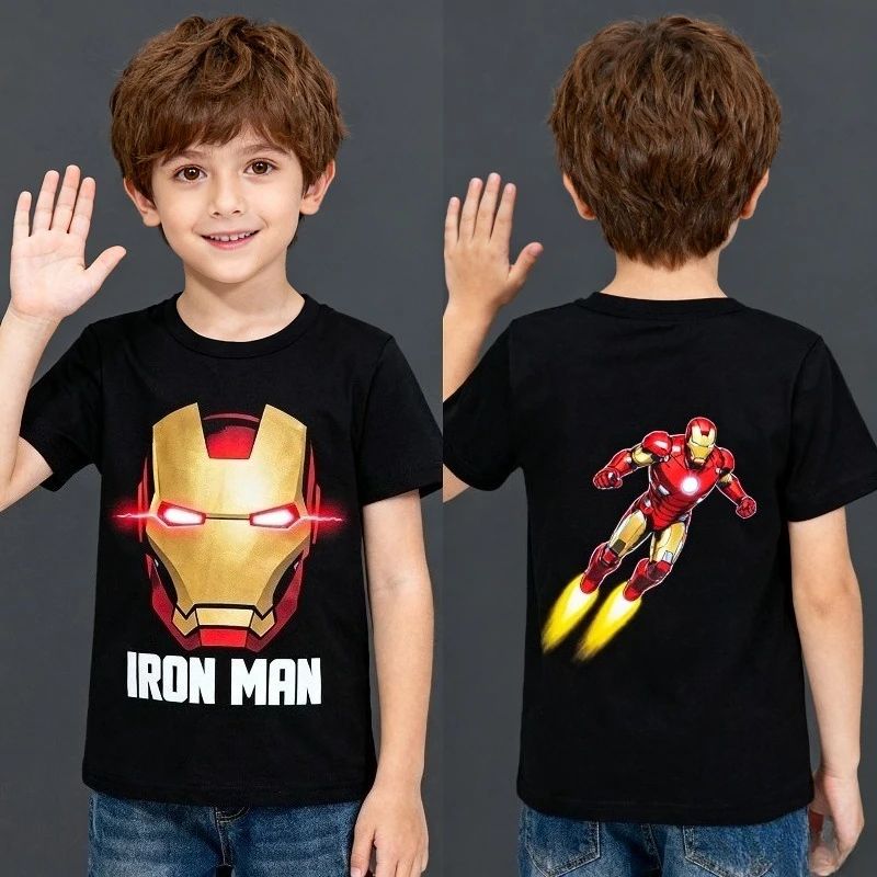 

Brand Disney Trend Summer Pure Cotton Thickened Short-sleeved Printed T-shirt Boys and Girls Loose Casual Six-color Trend Kids