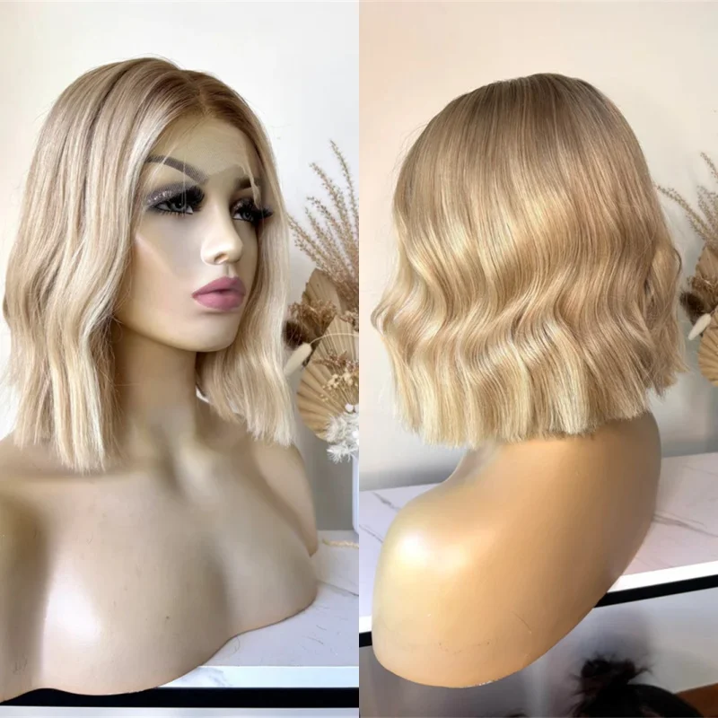 trendy-wig-ombre-light-golden-blonde-highlights-synthetic-lace-front-wig-short-wave-bob-blend-human-hair-party-daily-cosplay-wig