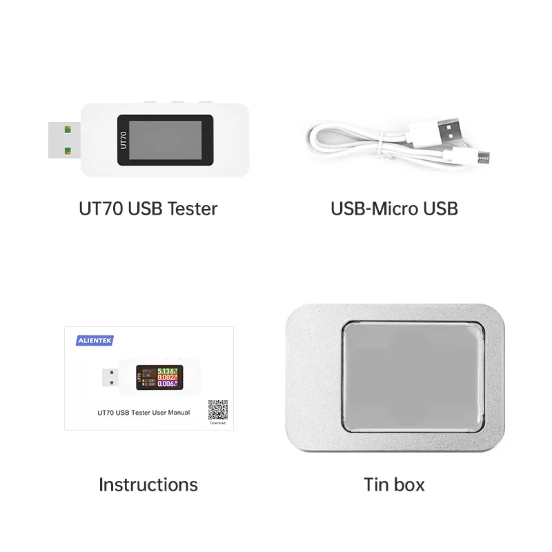 ALIENTEK UT70 USB Tester Digital Voltmeter Ammeter Capacity Measurement Waveform Display Electrician TYPE-C Fast Charge images - 6