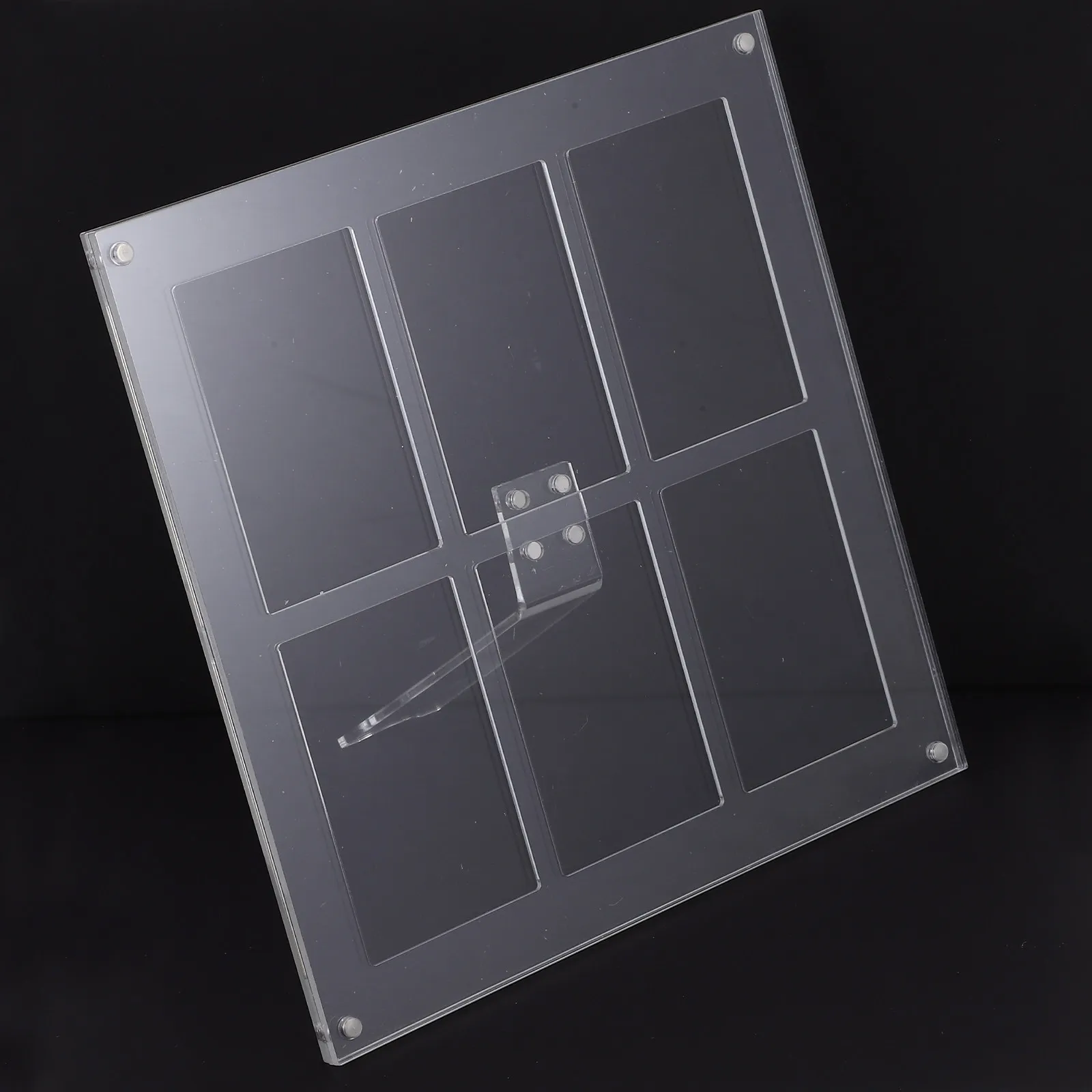 Acrylic 6 Grid Picture Frame Clear 3 Inch Desktop Photo Display Stand Stable Rounded Corner for Home Office Wedding Gift Decor