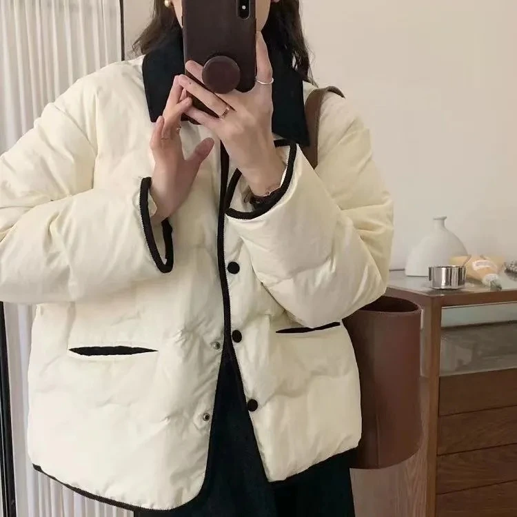 الخريف الشتاء المرأة معطف القطن القصير خفيفة الوزن الربط التلبيب عادية القطن وسادة مبطنة 2025 جديد إمرأة فضفاض سترات معطف