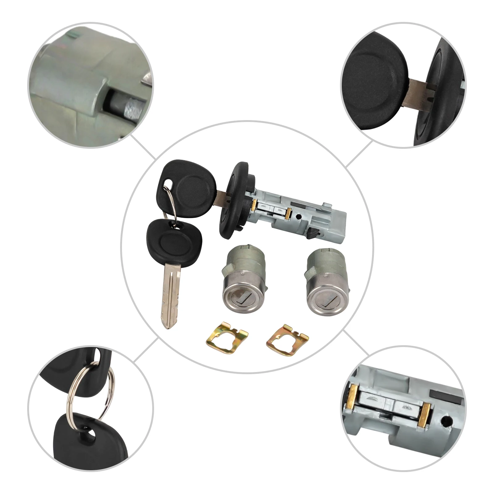 سيارة مفتاح إشعال قفل اسطوانة قفل الباب عدة مع مفاتيح 15298924 15034985L ل تشيفي سيلفرادو 1500 2500 1999-2006 أجزاء-A61E #3