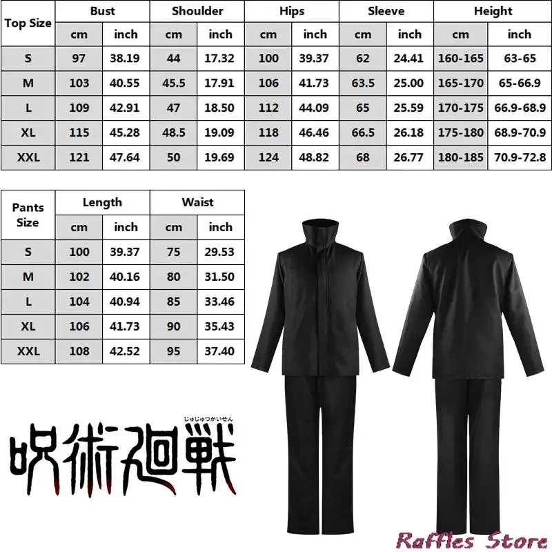 أزياء أنيمي Jujutsu Kaisen Gojo Satoru أزياء تنكرية موحدة Gojo Satoru ملابس سوداء شعر مستعار نظارات بدلة أزياء الهالوين للرجال M