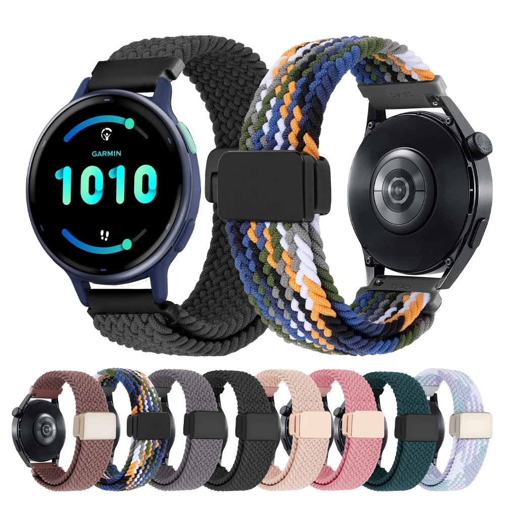 20 مللي متر 22 مللي متر حزام نايلون للغارمين Vivoactive 5 4/Venu 3 2 شريط مرن استبدال سوار ل Garmin Forerunner 265 255 245 165