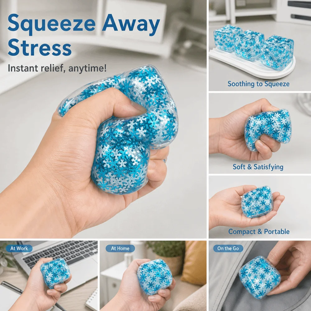 Ice Cube Shape Stress Relief Slow Rise Non-Bounce Fidget Squeeze Plasticity Anti-stress Sensory Squishy Decompression Gift