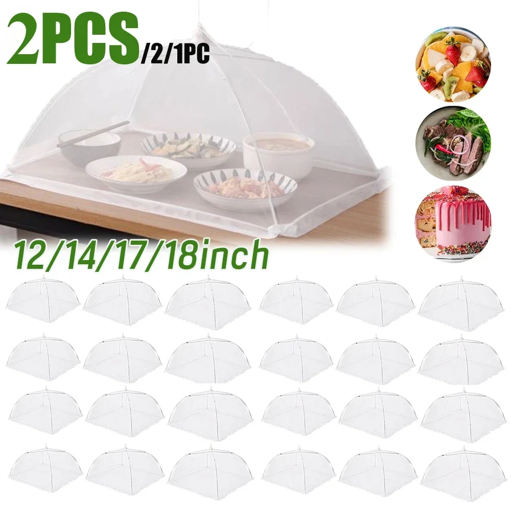

1-2pcs Foldable Food Covers Dining Table Mesh Cover Home Anti Fly Mosquito Tent Umbrella Picnic Protect Net Kitchen Accessories