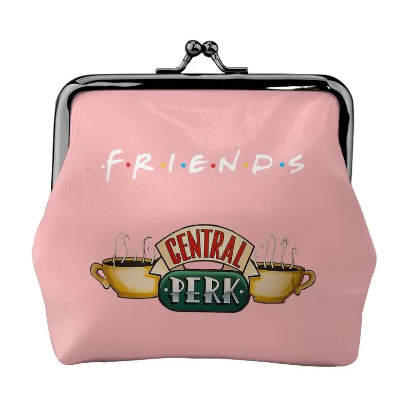 Custom Classic TV Show Central Perk Friends Leather Coin Purse Women Portable Small Kiss-Lock Change Pouch Closure Buckle Wallet