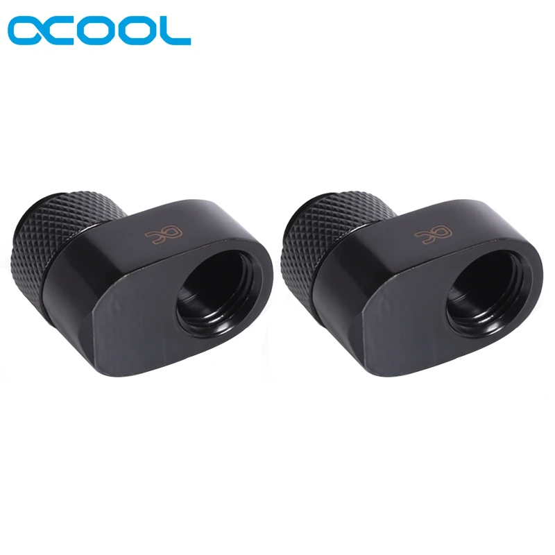 2 stuks Alphacool Eiszapfen 16mm offsetfittingen 360 draaibaar met één binnendraad en één buitendraad G1/4" chroom/zwart