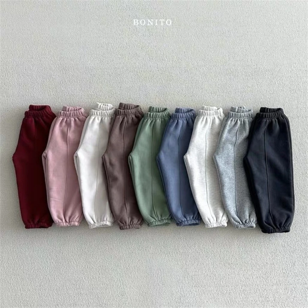 Children New Sweatpants Casual Loose Sports Pants Autumn Winter Wear Solid Color All-match Pants Simple All-match Trousers