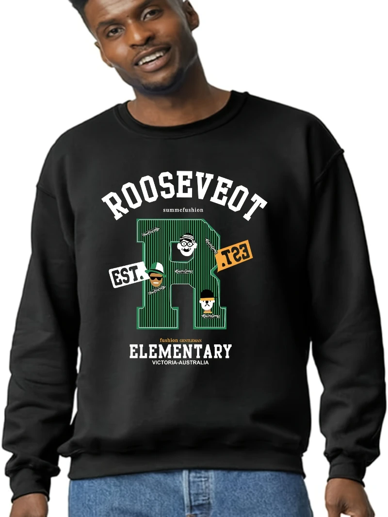 

Rooseveot Letter Casual Fashion Versatile 2025 Autumn and Winter Round-neck Hoodie Is for Both Men and Women Top