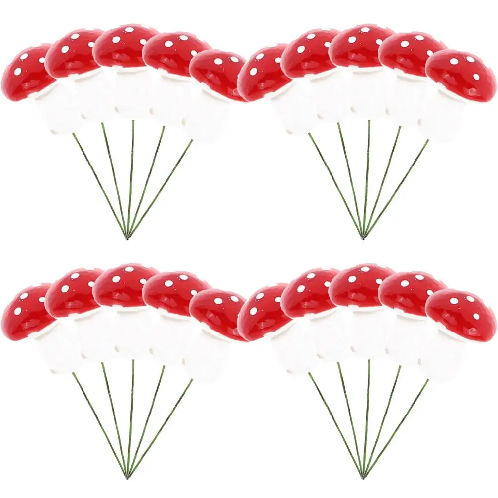 

20 Pcs Birthday Cake Decoration Woodland Cupcake Toppers Realistic Mushrooms Picks Baby Shower Party Celebrations