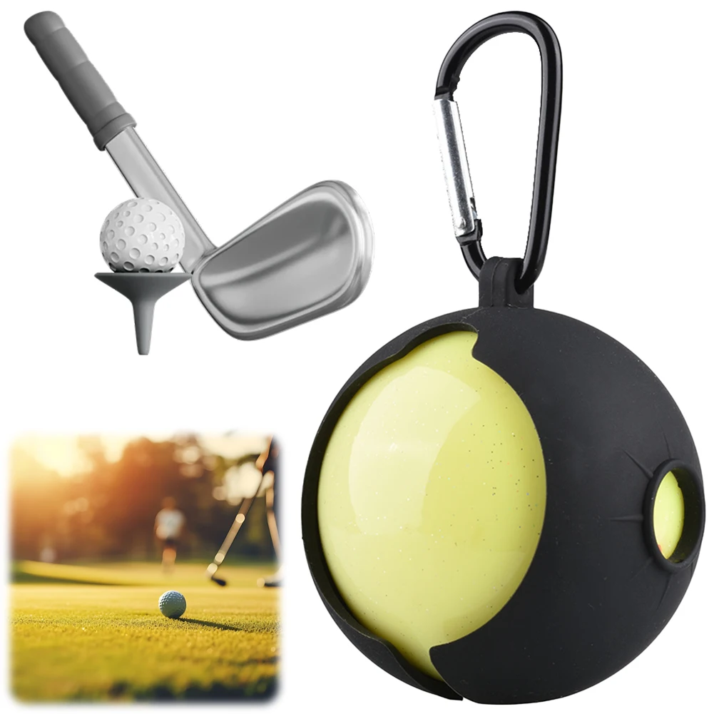 Golf Ball Bag Portable Golf Ball Silicone Sleeve Golf Ball Protector Sleeve with Buckle Golf Ball Protective Cover Storage Pouch