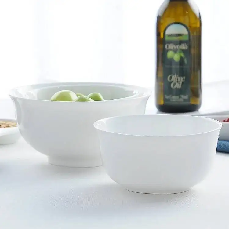 

4.5 Inch, Plain White Bone China Thermos Bowl For Lunch, Enamel Rice Bowl, Japanese Style, Porcelain Dinnerware