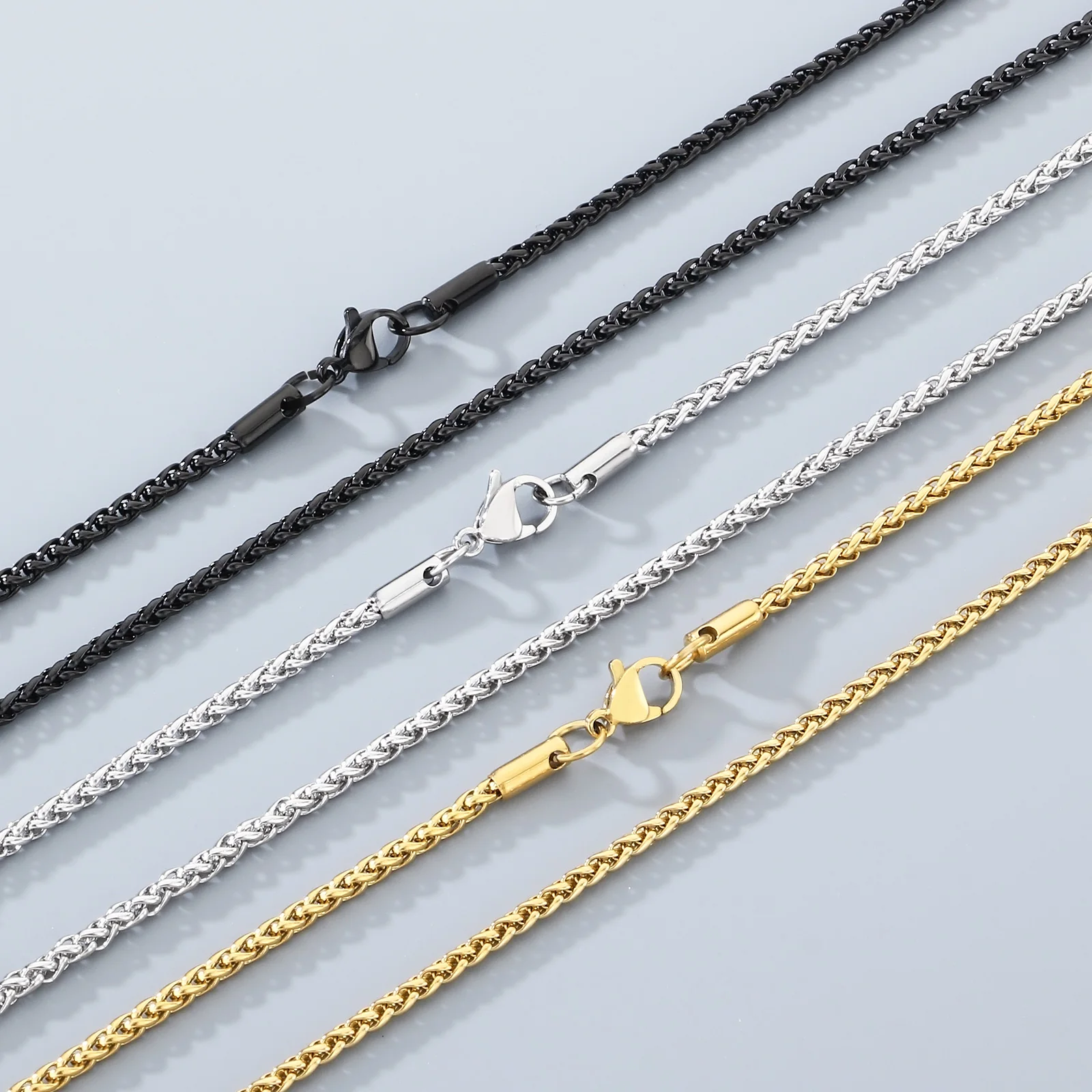 5pcs/lot Wholesale Unisex Stainless Steel Box Chain Necklace Solid Basic Link Chain DIY Pendant Replacement Chain