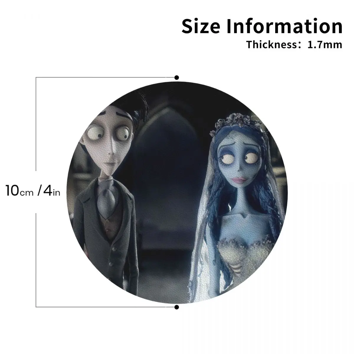 

Victor And Emily Tim Burton's Corpse Bride Coasters Leather Placemats Non-slip Insulation Coffee Mats For Pads Set of 4
