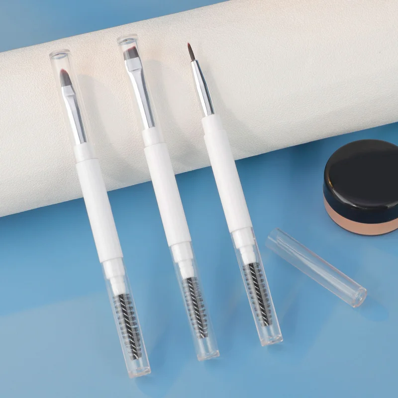 Dwustronny pędzel do makijażu, wielostylowy pędzel do korektora z miękkim włosiem, pędzel do brwi, silikonowy pędzel do ust z nakładką, pędzel do eyelinera z portem.