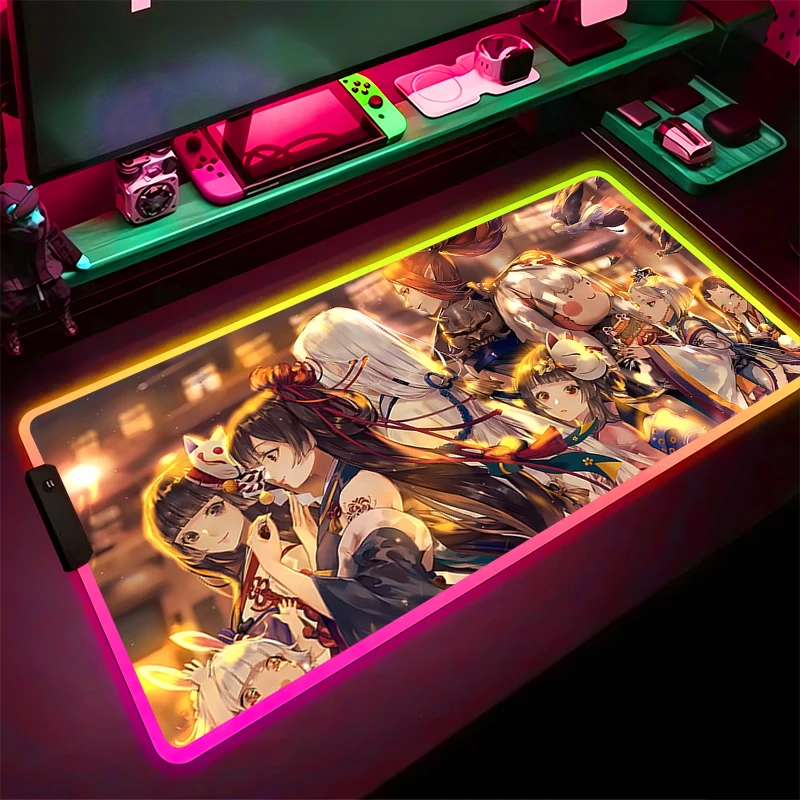 RGB Large Mouse Pad LED Light Game accessories Pad table mat computer game Mouse mat Onmyoji Anime Game Mousepad ground mat