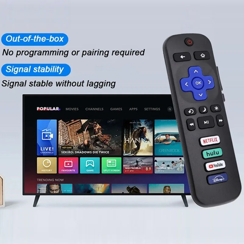 Controle remoto de substituição de televisão Roku-tv para TCL Roku/Hisense Roku/Onn Roku/Philips Roku smart TV (não para Stick and box)