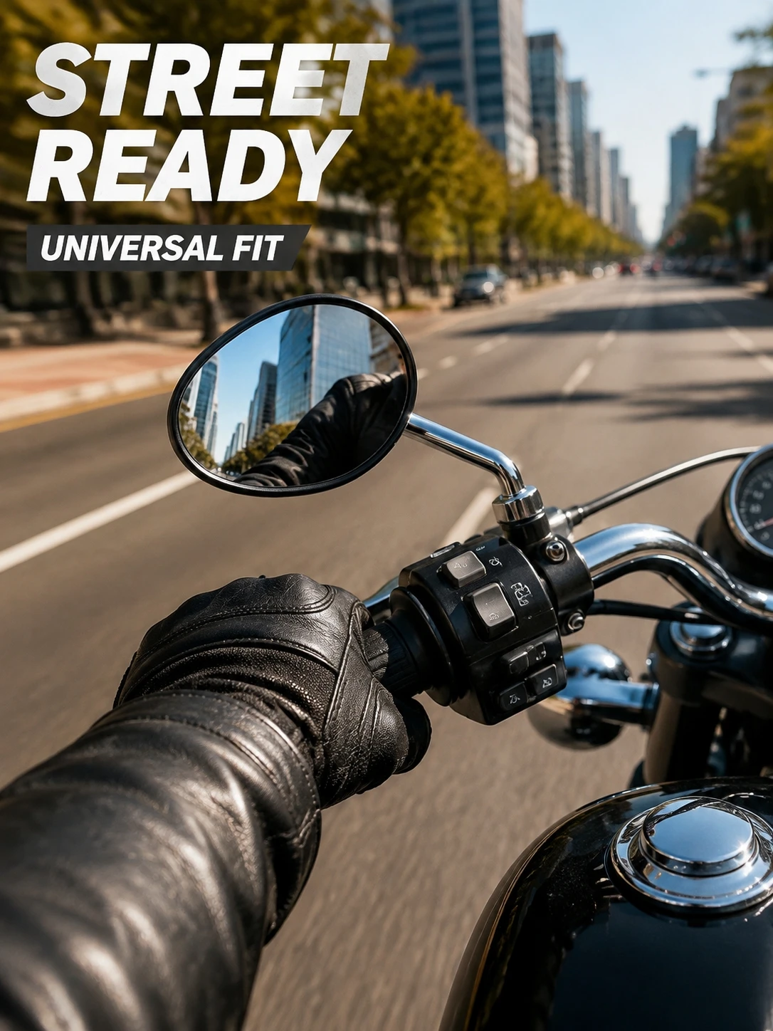Universal Motorcycle Rearview Mirror Oval Side Mirror M8 M10 Thread HD Convex Glass for Scooter Electric Bike Tricycle