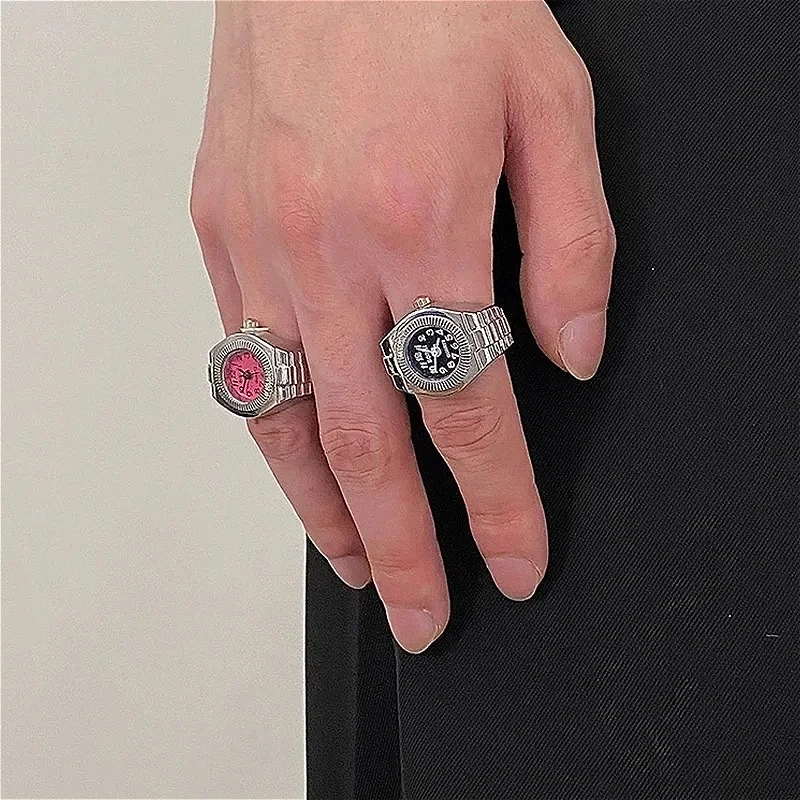 

Креативные ретро-панк-мини-часы из сплава на палец | Дизайн унисекс для пар и студентов | Модный ювелирный аксессуар