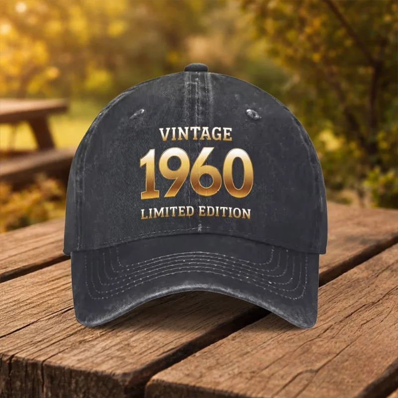 1960 Vintage Limited Edition Printed Baseball Cap Unisex Duckbill Hat for Outdoor Sports Fitness Travel