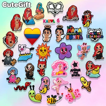 1/50 Stuks Karol G Schoen Bedels Spanje Zangeres Zeemeerminnen Slangbij Schoen Decoraties Pinnen Voor Vrouwen Meisjes Fans Geschenken Sandalen Accessoires