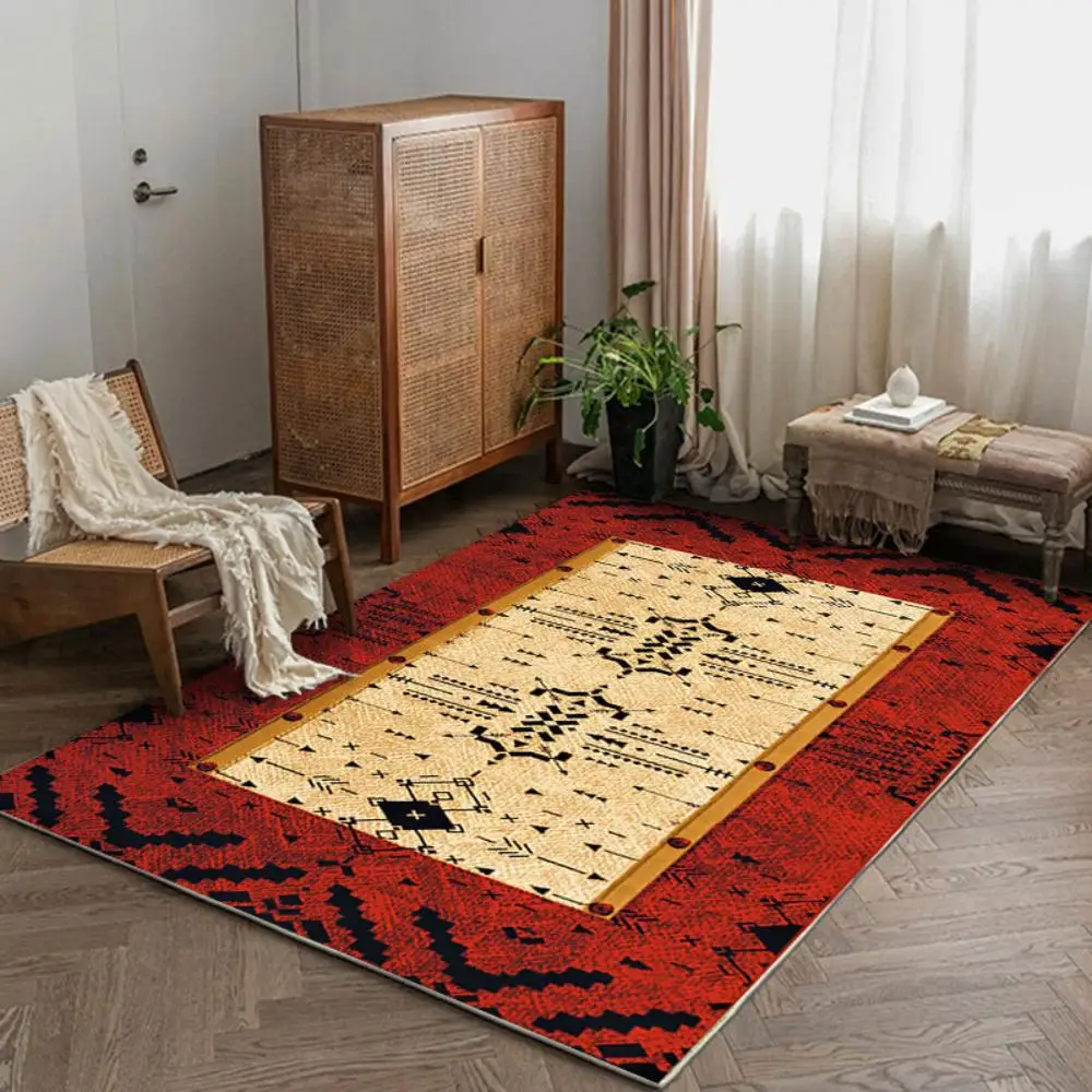 VIKAMA Crystal Pile Vintage Persian Ethnic Style Living Room Rug B&B Decorative Floor Mat Full