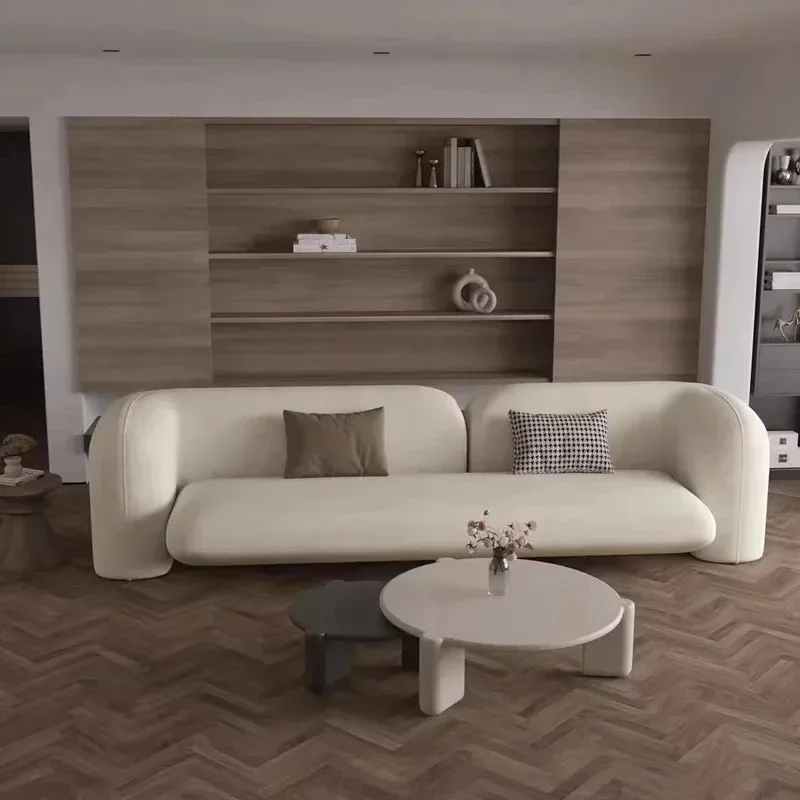 Italian minimalist special-shaped high-end light luxury straight row beauty shop reception area matte cloth sofa