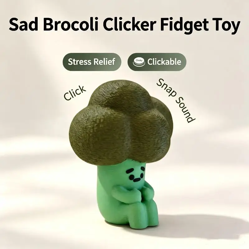 Cute Frog Eagle Chick Broccoli Shaped Fidget Keychain Mechanical Buttons Stress Relief Toy for Office Commute Travel Portable