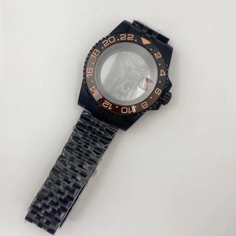 40 مللي متر أسود لـ GMT مجموعة حزام الحافة زجاج الياقوت لملحقات معدلة NH34/NH35