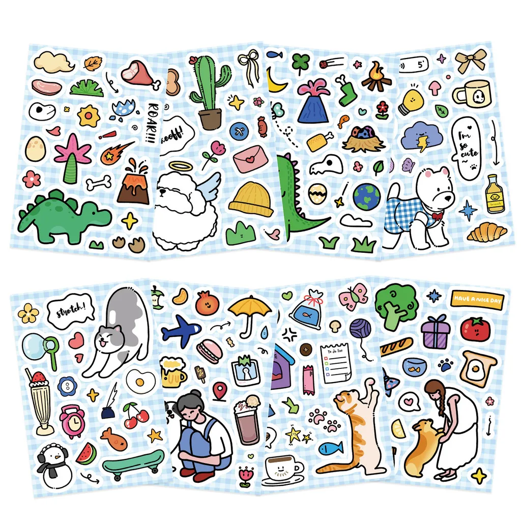 ملصقات كولاج كورية لطيفة للحيوانات الأليفة مكونة من 8 أنماط - مجلة مقاومة للماء وديكور Guka DIY RecordingYourLife Store