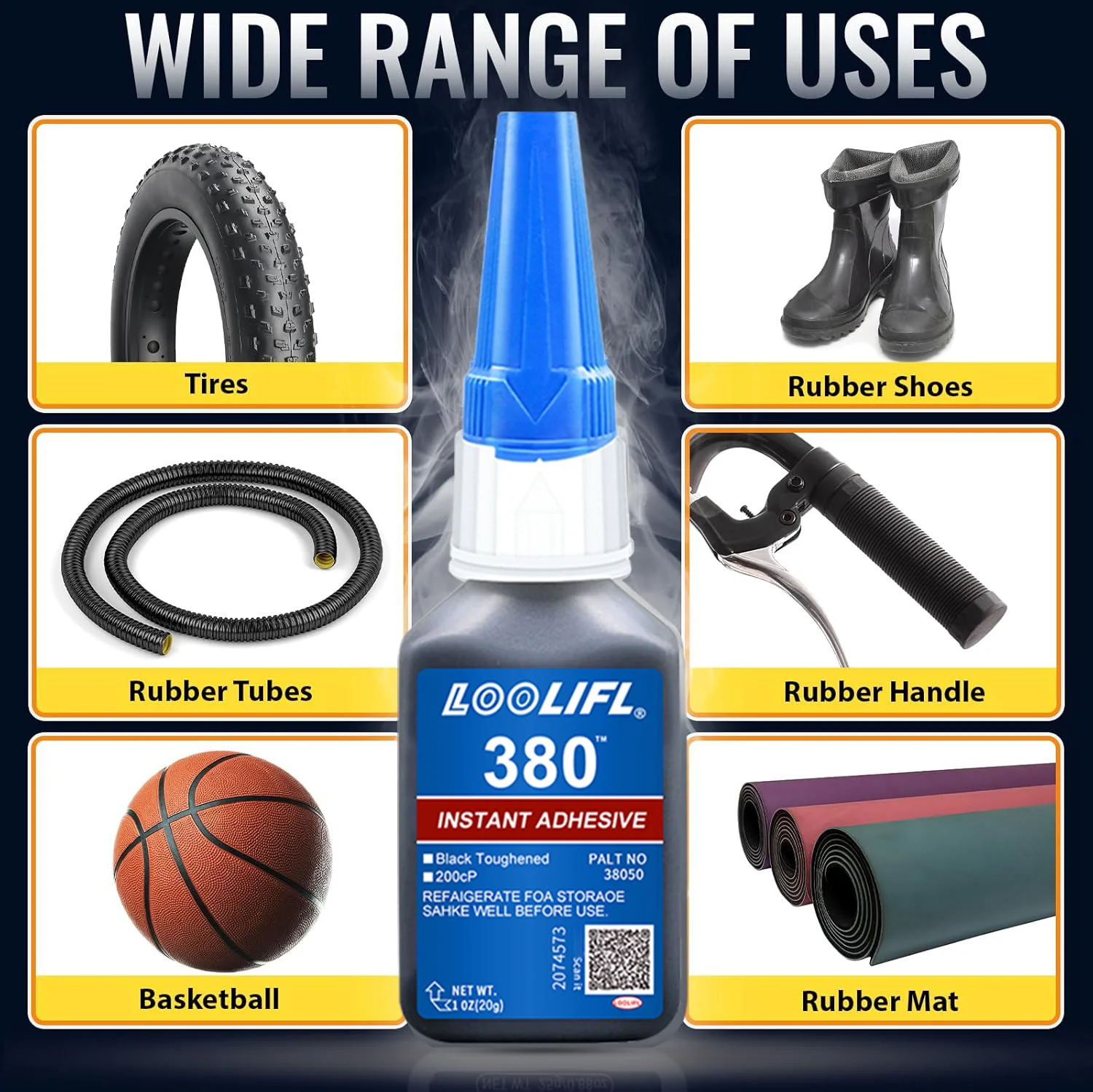 LOOLIFL - super água de borracha preta, secagem rápida, resistência à água e alta e baixa temperatura, adequado para reparar sapatos de pneus, reparo de móveis, fabricação de artesanato, etc.