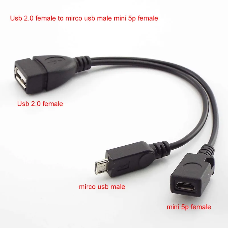 

Usb 2.0 female to mirco usb male mini 5p female Port Terminal Y Splitter Adapter Otg charging Cable For Tv A7