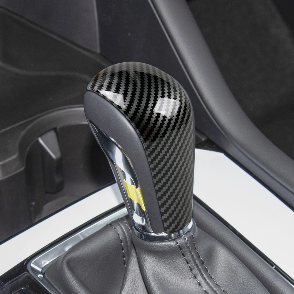 1 PIECE BLACK For MAZDA 3 2020-2023  Carbon Fiber Gear Shift Knob Cover Decal Stickers